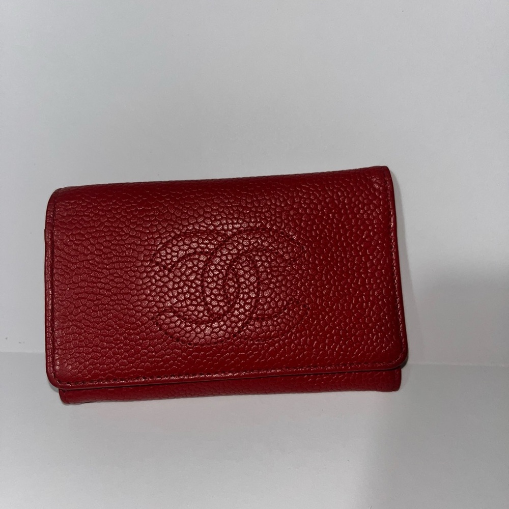 Chanel Red Leather Kay holder with Iconic CC Logo